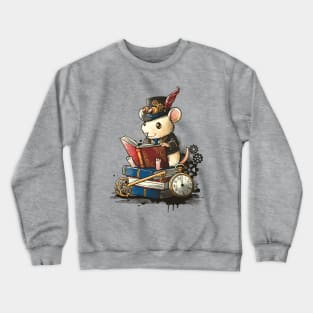 Steampunk mouse reader Crewneck Sweatshirt